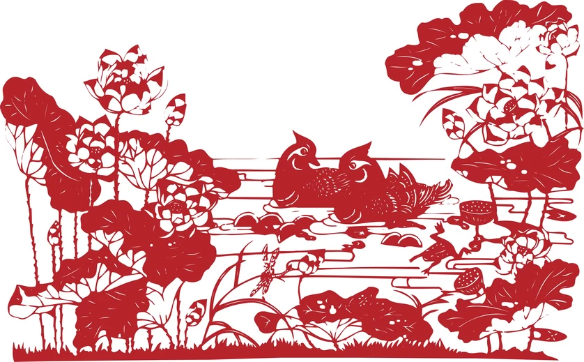中国风传统民俗吉祥喜庆镂空剪纸窗花图案插画AI矢量PNG设计素材【072】